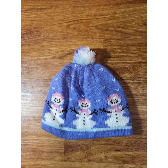 LL Bean Blue Snowman Size 12-24 Month Toddler Winter Hat - Picture 1 of 3